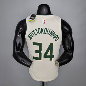 Regata NBA Milwaukee Bucks - Antetokounmpo #34 Striped Off-White