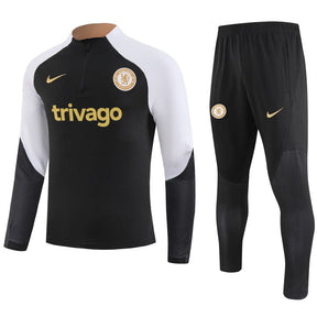 Conjunto Treino Chelsea Ziper Curto Preto 2023/24